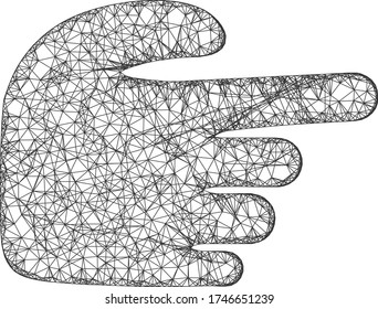  Flat 2d model created from right index finger pictogram. Abstract frame mesh polygonal right index finger. Net frame flat mesh in vector format,