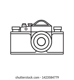Flat 2D retro film camera line icon