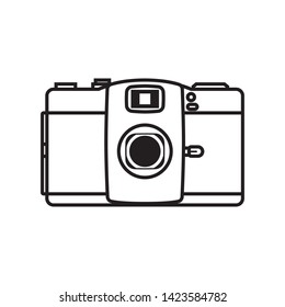 Flat 2D retro film camera line icon