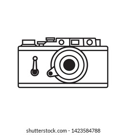 Flat 2D retro film camera line icon
