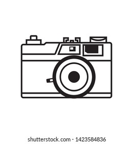 Flat 2D retro film camera line icon