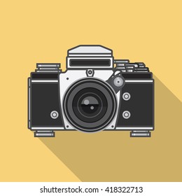 Flat 2D retro film camera