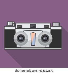 Flat 2D retro stereo film camera