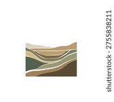 Flat 2D watershed protection landscape with alternating terrain bands for conservation planning.