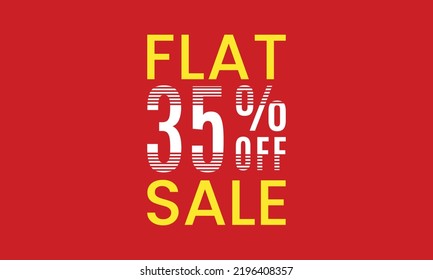 Flat 35 Percent Off Sale, Flat 35 Percent Vector Typography, Abstract 35 Percent Discount