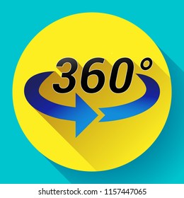 Flat 360 Degree View Related Color Vector Icon.