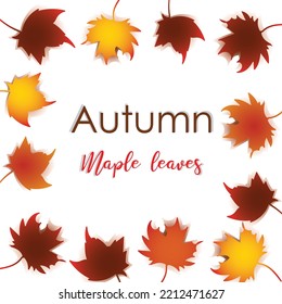 Fondo 3D plano del otoño. Fondo otoñal con hojas aisladas en blanco. Se puede usar para afiches, banners, volantes, invitaciones, sitios web o tarjetas de felicitación. Ilustración del vector
