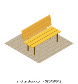 Flat 3d bench park isometric on white background. Vector illustration bench isometric for your design