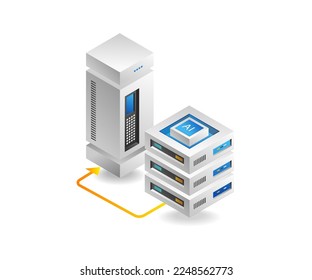 Flat 3d concept isometric illustration of artificial intelligence big data