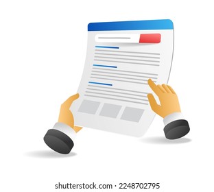 Flat 3d concept isometric illustration looking for information on internet search engine