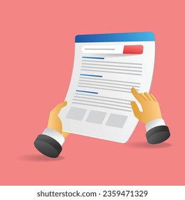 Flat 3d concept isometric illustration looking for information on internet search engine