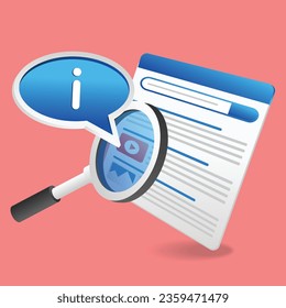 Flat 3d concept isometric illustration of searching latest information in internet