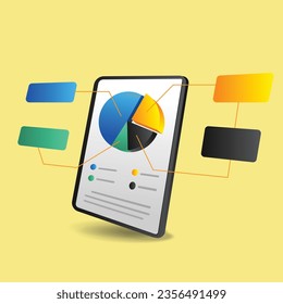 Flat 3d illustration concept isometric infographic pie chart investment business
