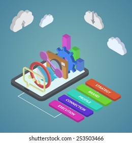 Flat 3d isometric computerized technology. EPS10 vector