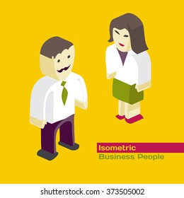 Flat 3d isometric concept web vector illustration. Figures of business people men and women