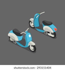 Flat 3d isometric high quality city transport icon. Motorcycle, bike, motorbike, scooter.