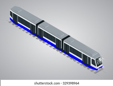 Flat 3d isometric high quality city transport icon set. Vector city Subway train collection. Vehicles designed to carry large numbers of passengers.