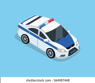 Flat 3d isometric high quality police car top view