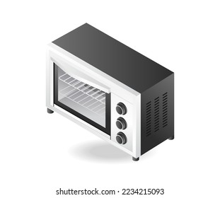 Flat 3d isometric illustration concept of electric oven grill