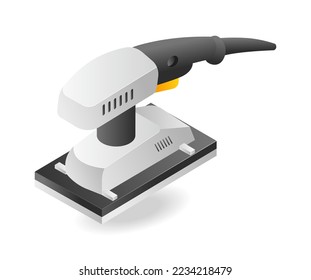 Flat 3d isometric illustration concept of electric sanding machine