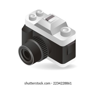 Flat 3d isometric illustration concept of Digital camera technology