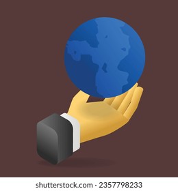 Flat 3d isometric illustration concept of horse strategy to launcFlat 3d isometric illustration concept of earth on hand