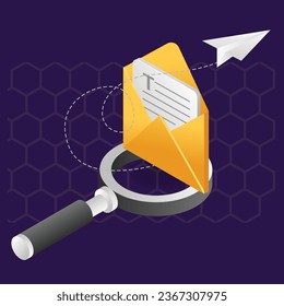 flat 3d isometric illustration email marketing strategy