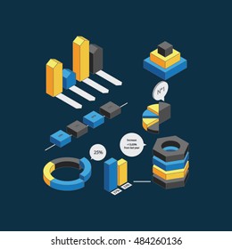 Flat 3d isometric infographic for your business presentations. Can be used for infographics, graphic or website layout vector, diagram, web design. 