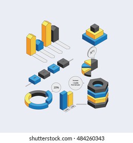 Flat 3d isometric infographic for your business presentations. Can be used for infographic  graphic or website layout vector, diagram, web design. 