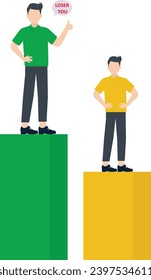 Flat 3d Isometric Leader Use His Employees Carrying and Increase Business Graph. Teamwork and Bad Leader Concept

