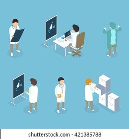 Flat 3d Isometric Medical Services Doctor Nurse First Aid Kit Concept Vector Illustration