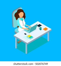 Flat 3d isometric medical worker icon