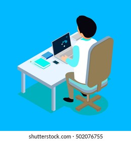 Flat 3d isometric medical worker icon