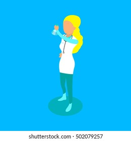 Flat 3d isometric medical worker icon