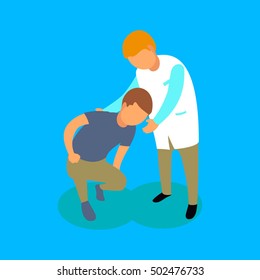Flat 3d isometric medical worker icon