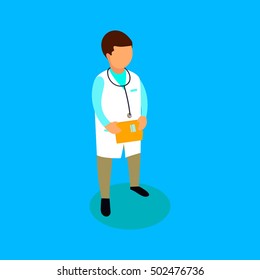 Flat 3d isometric medical worker icon