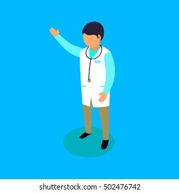 Flat 3d isometric medical worker icon