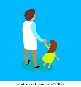 Flat 3d isometric medical worker icon