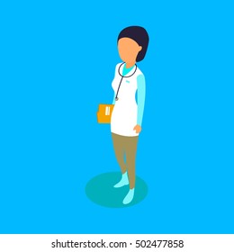 Flat 3d isometric medical worker icon