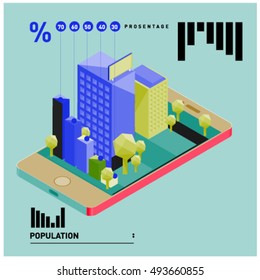 flat 3d isometric mobile navigation illustration. Icon illustration for map. Design template for building and business.