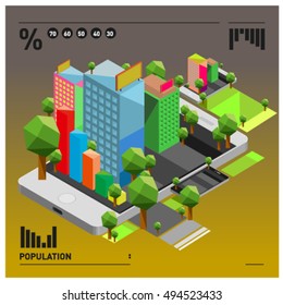 flat 3d isometric mobile navigation illustration. Icon illustration for map. Design template for building and business.