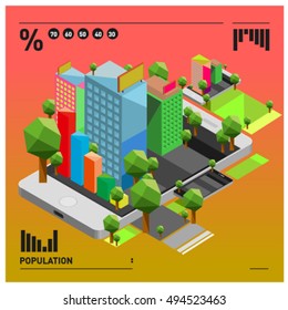 flat 3d isometric mobile navigation illustration. Icon illustration for map. Design template for building and business.