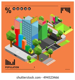 flat 3d isometric mobile navigation illustration. Icon illustration for map. Design template for building and business.