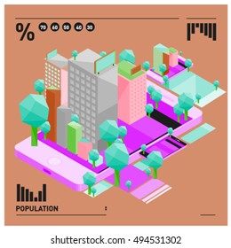 flat 3d isometric mobile navigation illustration. Icon illustration for map. Design template for building and business.