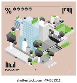 flat 3d isometric mobile navigation illustration. Icon illustration for map. Design template for building and business.