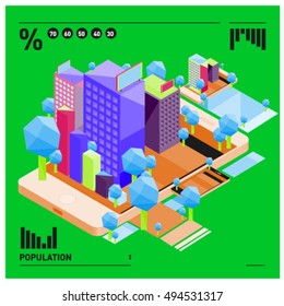 Flat 3d Isometric Mobile Navigation Illustration Stock Vector (Royalty ...