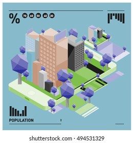 flat 3d isometric mobile navigation illustration. Icon illustration for map. Design template for building and business.