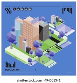 flat 3d isometric mobile navigation illustration. Icon illustration for map. Design template for building and business.