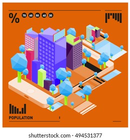 flat 3d isometric mobile navigation illustration. Icon illustration for map. Design template for building and business.