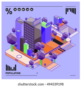 flat 3d isometric mobile navigation illustration. Icon illustration for map. Design template for building and business.